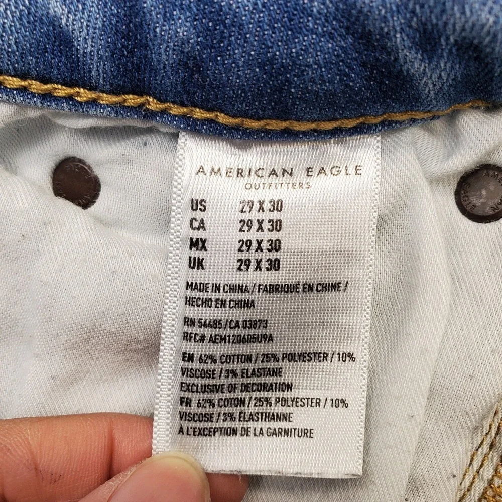 American Eagle Straight Jeans Mens 29x30 Blue Denim Next Level Flex Distressed